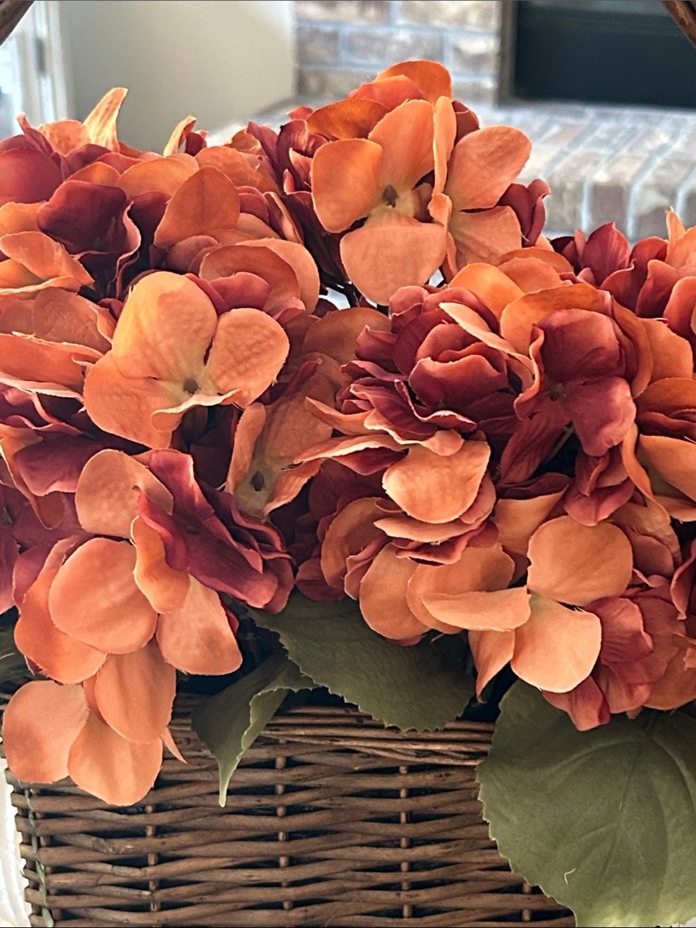 NWT! Fall Harvest Rust Orange Hydrangea Hanging Basket Floral Arrangement - Picture 2 of 7